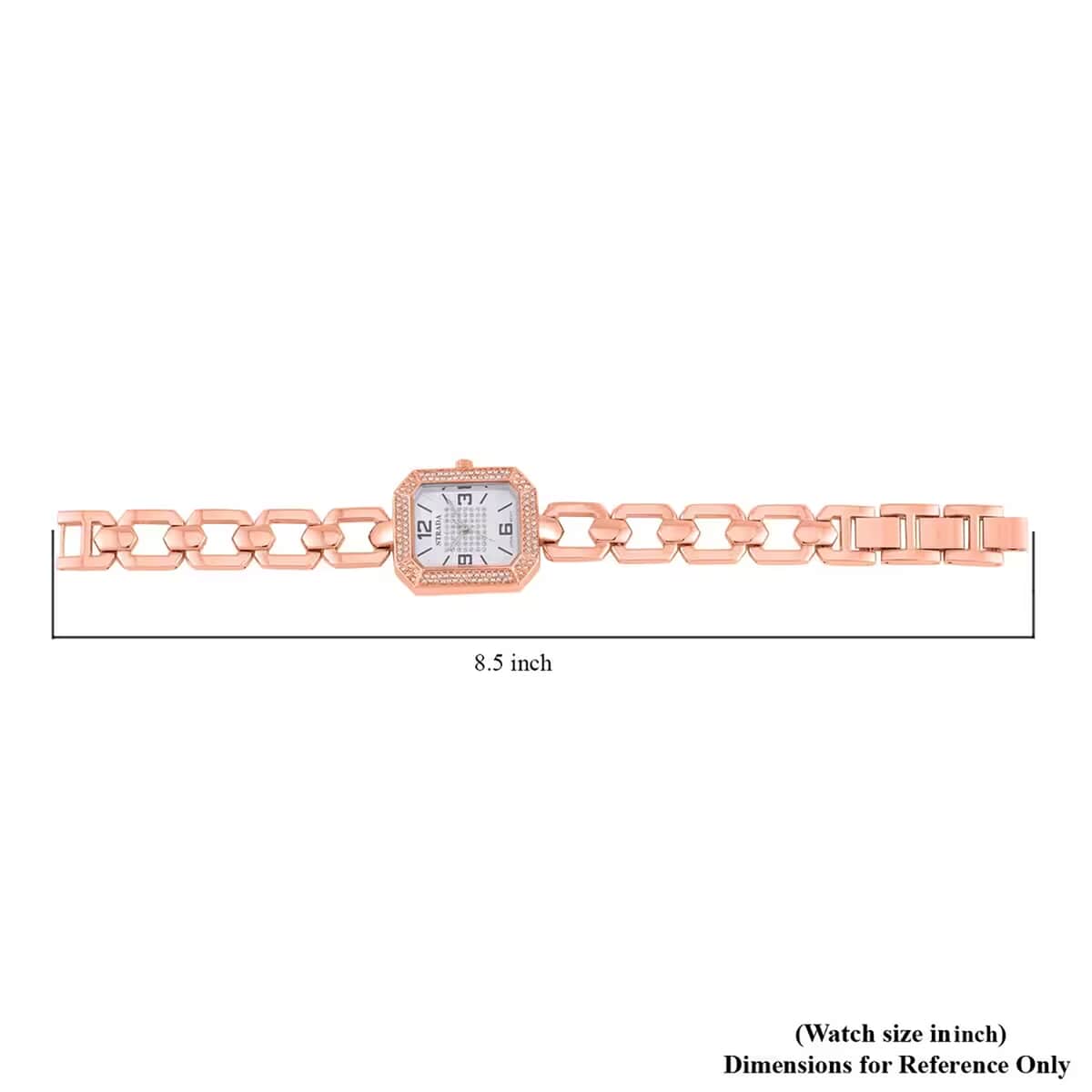 Strada Austrian Crystal Japanese Movement Watch with Rosetone Strap (31.75mm-27.94mm) (7.00-8.5 Inches) image number 6