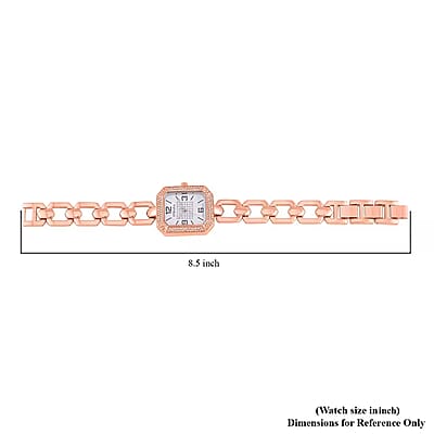 Strada Austrian Crystal Japanese Movement Watch with Rosetone Strap (31.75mm-27.94mm) (7.00-8.5 Inches)