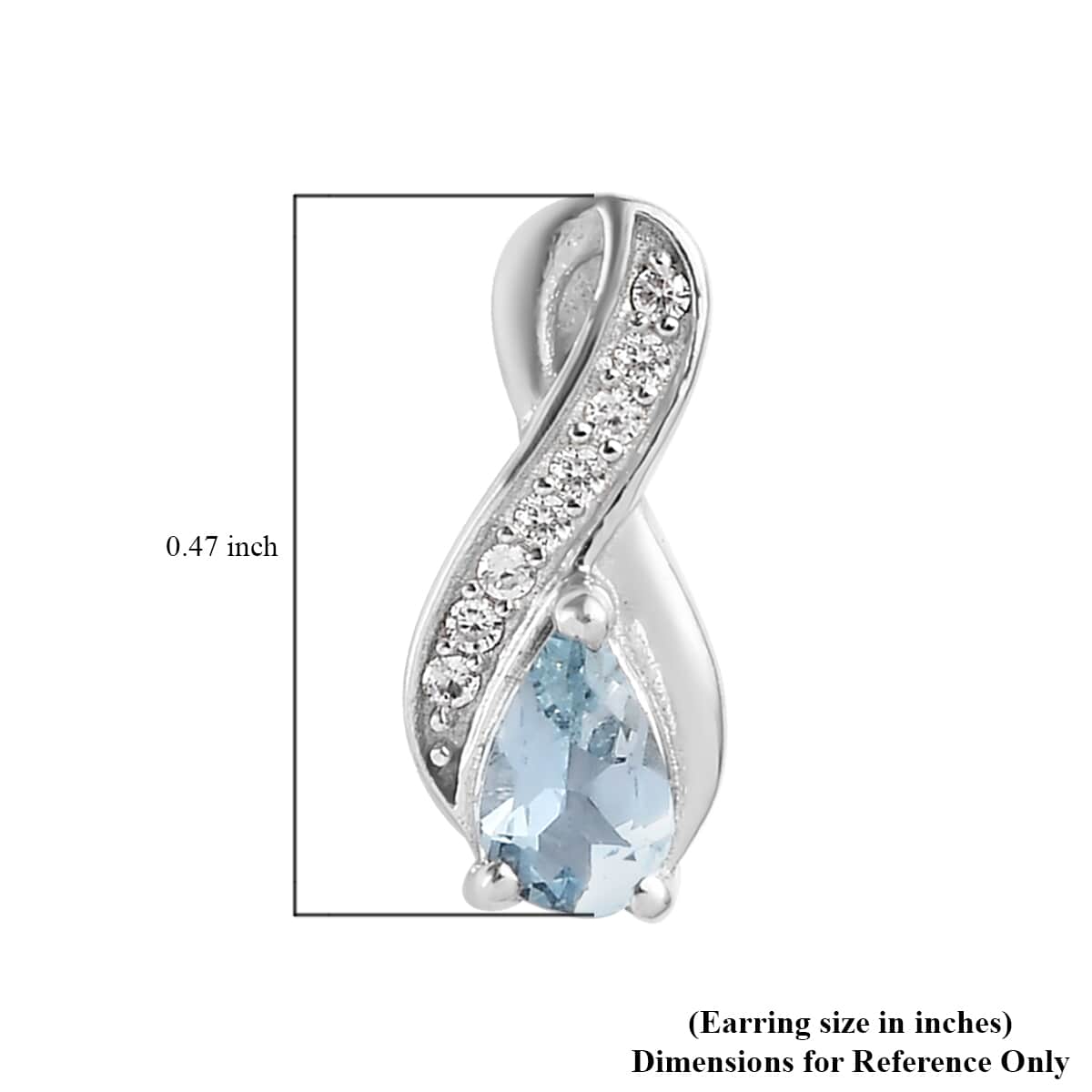 Premium Mangoro Aquamarine, White Zircon Earrings in Platinum Over Sterling Silver 0.40 ctw image number 4