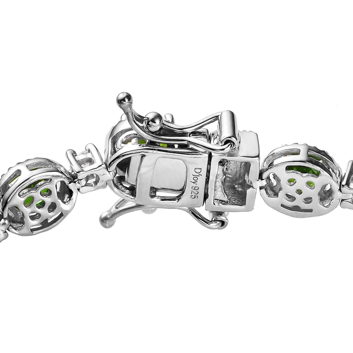 Natural Chrome Diopside and Natural White Zircon Link Bracelet in Platinum Over Sterling Silver (6.50 In) 11.85 Grams 7.75 ctw image number 3