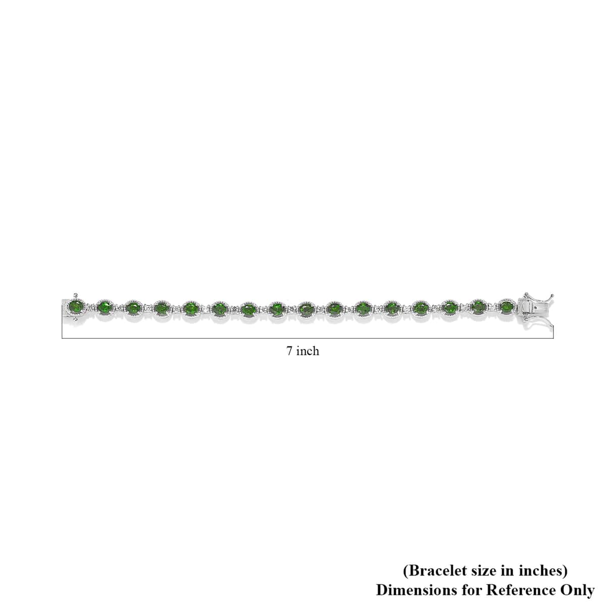 Natural Chrome Diopside and Natural White Zircon Link Bracelet in Platinum Over Sterling Silver (6.50 In) 11.85 Grams 7.75 ctw image number 4