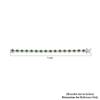 Natural Chrome Diopside and Natural White Zircon Link Bracelet in Platinum Over Sterling Silver (6.50 In) 7.75 ctw