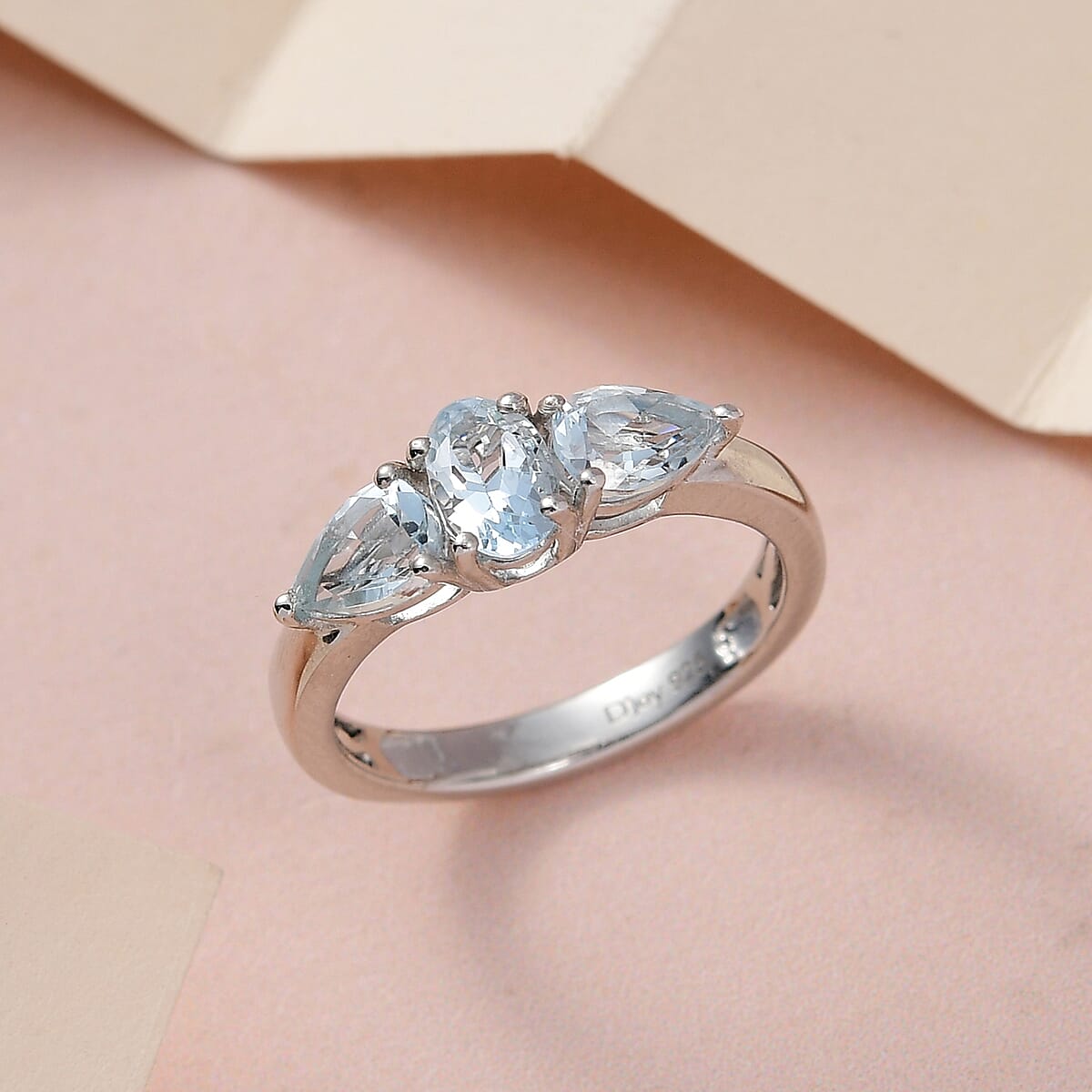 Premium Madagascar Aquamarine 3 Stone Ring in Platinum Over Sterling Silver (Size 8.0) 1.10 ctw image number 1