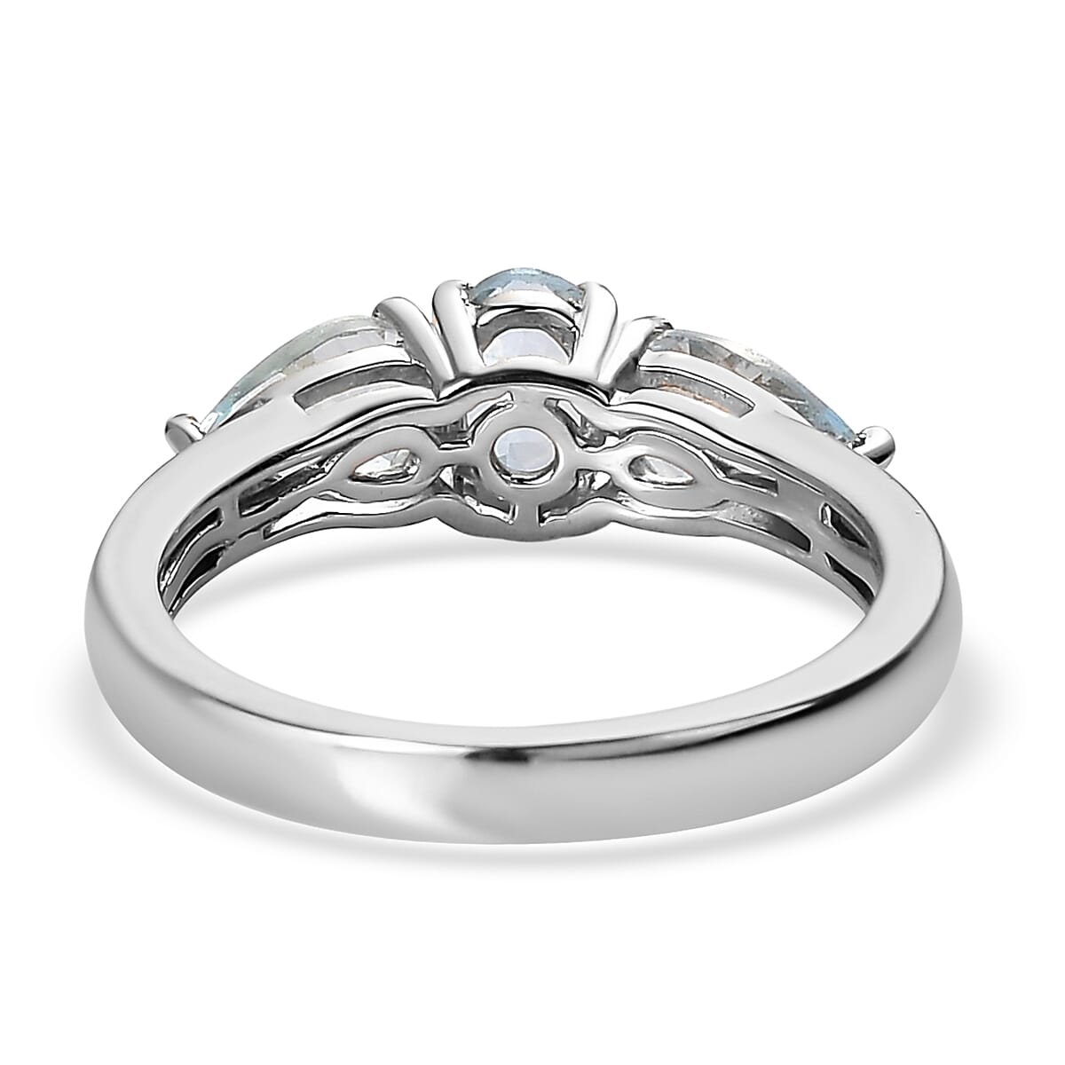Premium Madagascar Aquamarine 3 Stone Ring in Platinum Over Sterling Silver (Size 8.0) 1.10 ctw image number 4