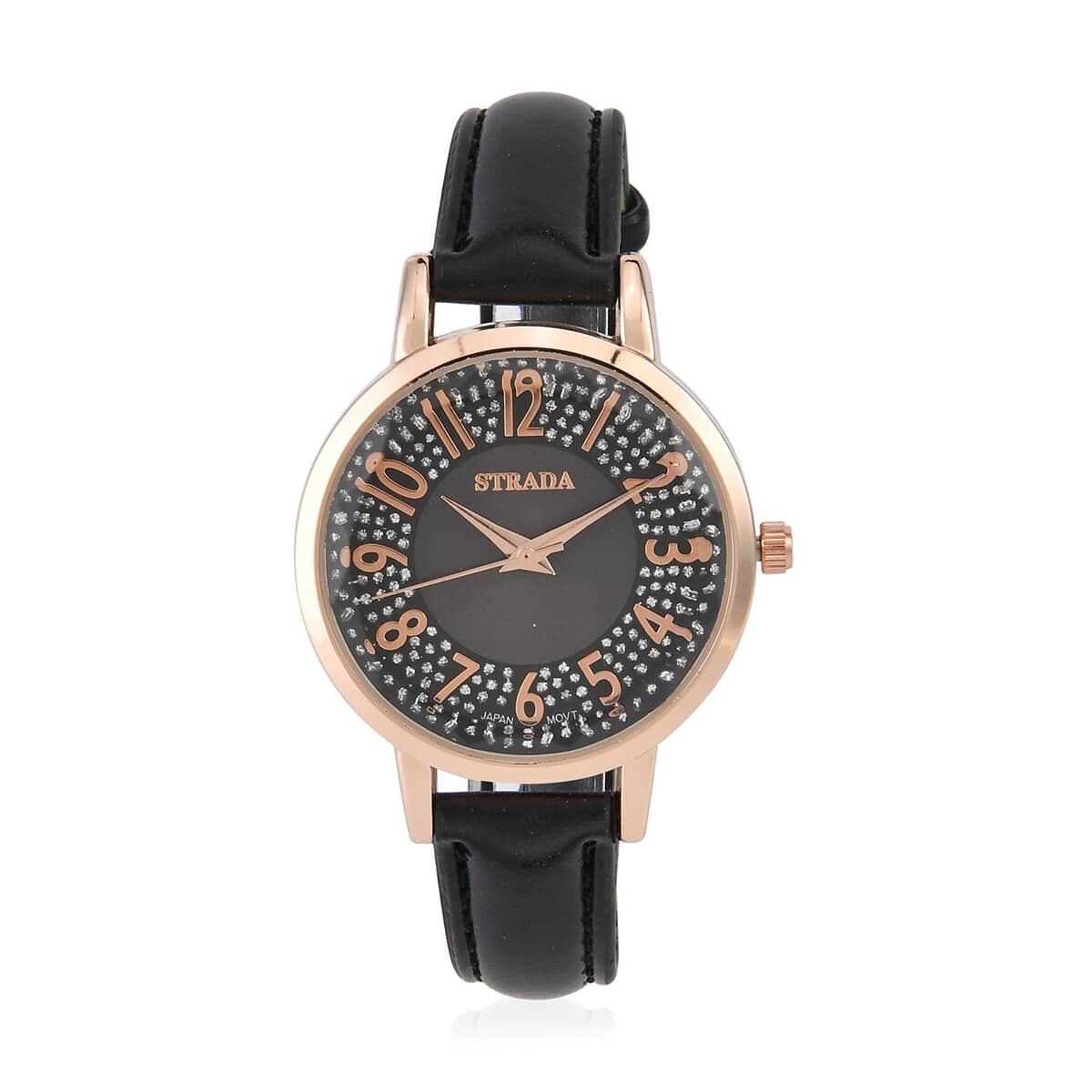 Strada Japanese Movement Watch in Rosetone with Black Faux Leather Strap (35.05mm) (6.25-8 In) image number 0