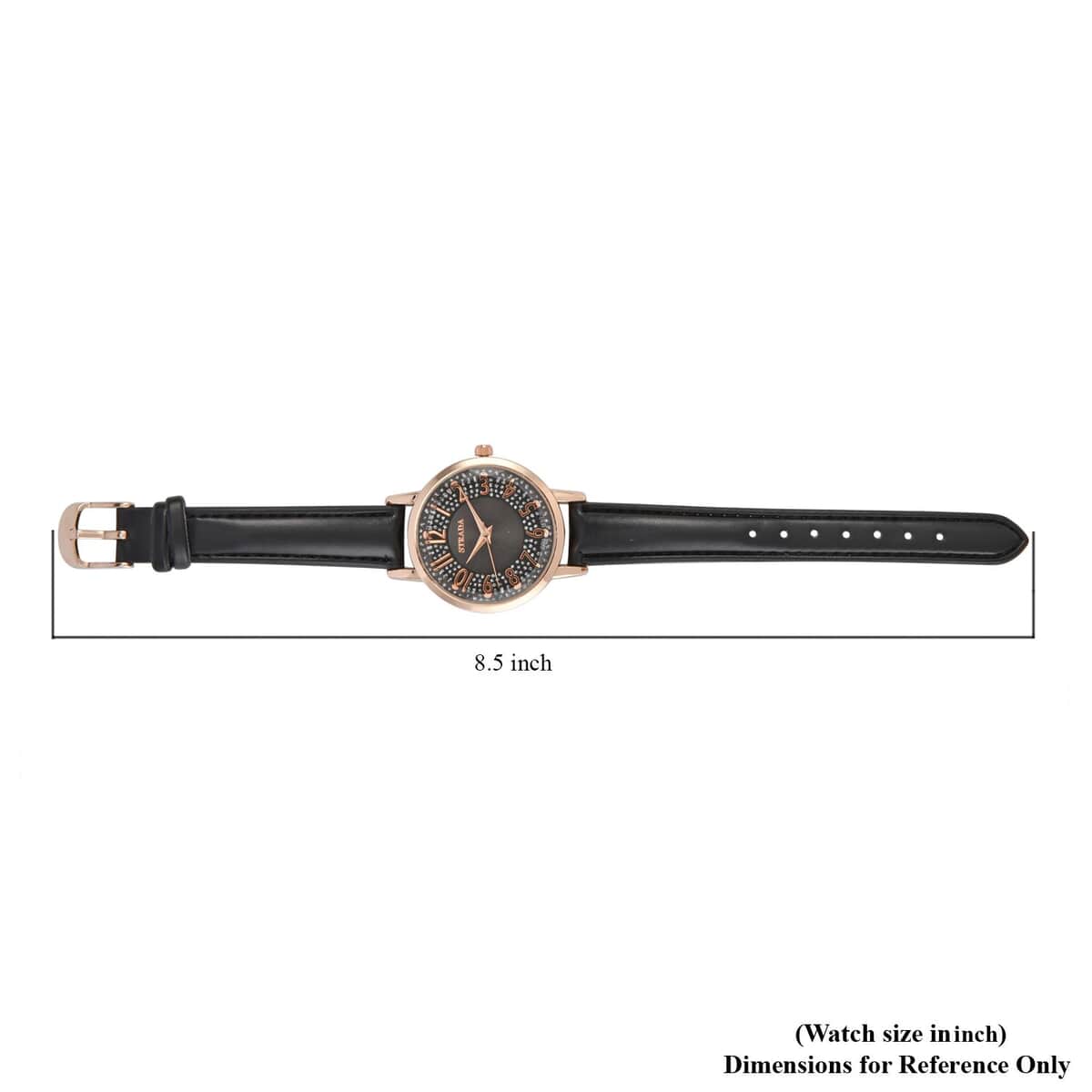 Strada Japanese Movement Watch in Rosetone with Black Faux Leather Strap (35.05mm) (6.25-8 In) image number 6