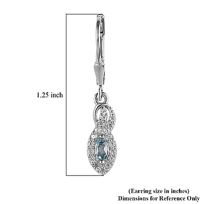 Santa Maria Aquamarine and White Zircon Earrings in Platinum Over Sterling Silver 0.60 ctw