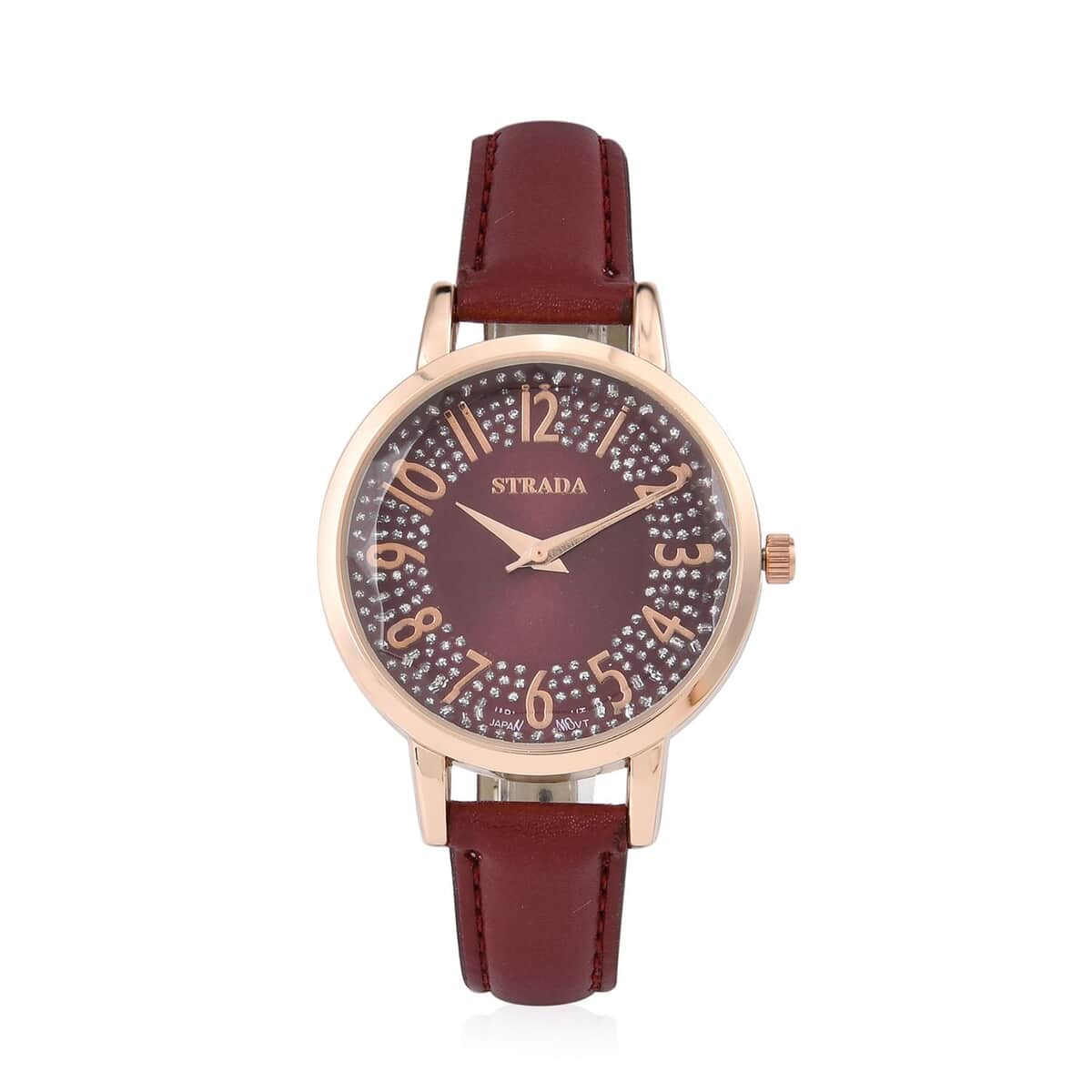 Strada Japanese Movement Watch in Rosetone with Brown Faux Leather Strap (35.05mm) (6.25-8 In) image number 0