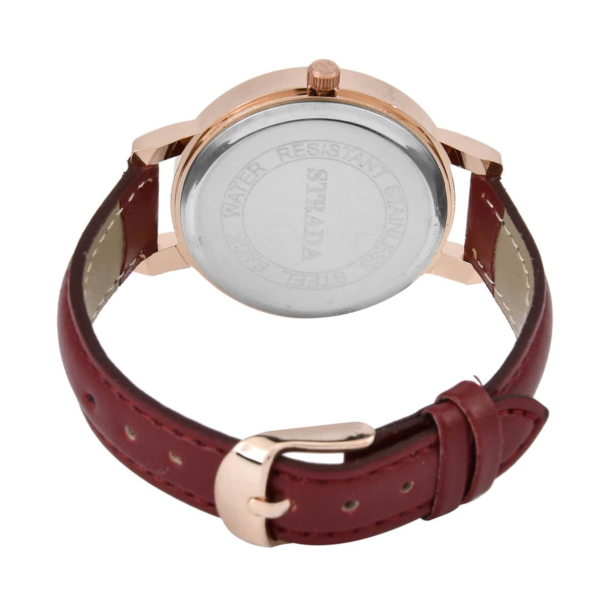 Strada Japanese Movement Watch in Rosetone with Brown Faux Leather Strap (35.05mm) (6.25-8 In) image number 5