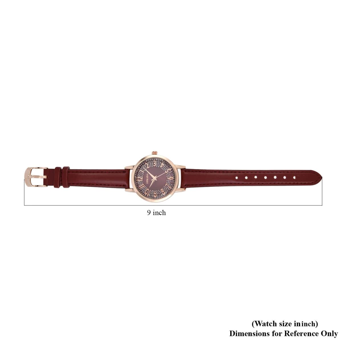 Strada Japanese Movement Watch in Rosetone with Brown Faux Leather Strap (35.05mm) (6.25-8 In) image number 6