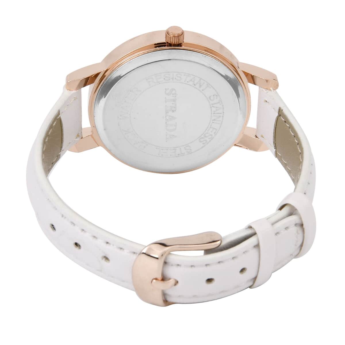 Strada Japanese Movement Watch in Rosetone with White Faux Leather Strap (35.05mm) (6.25-8 In) image number 5