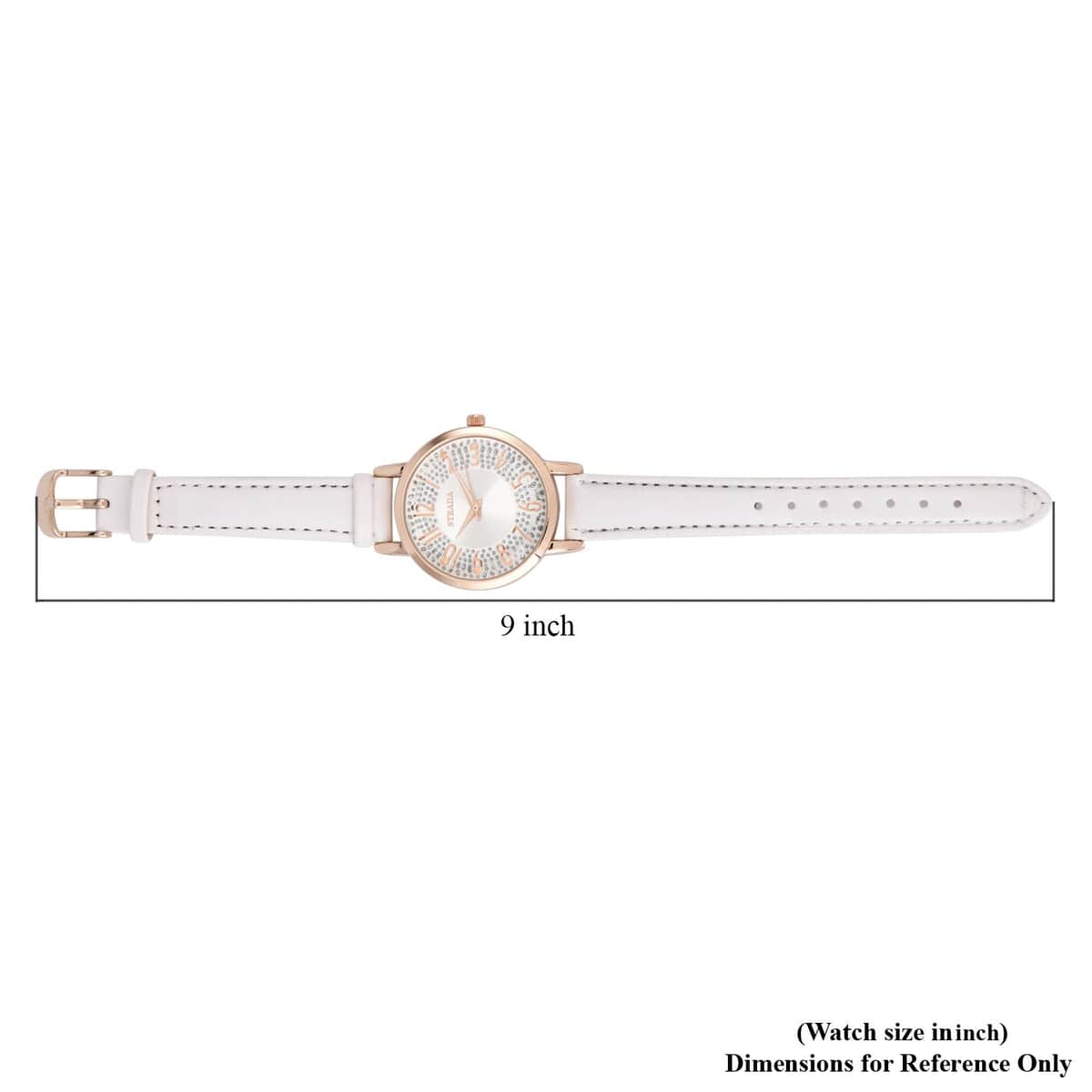 Strada Japanese Movement Watch in Rosetone with White Faux Leather Strap (35.05mm) (6.25-8 In) image number 6