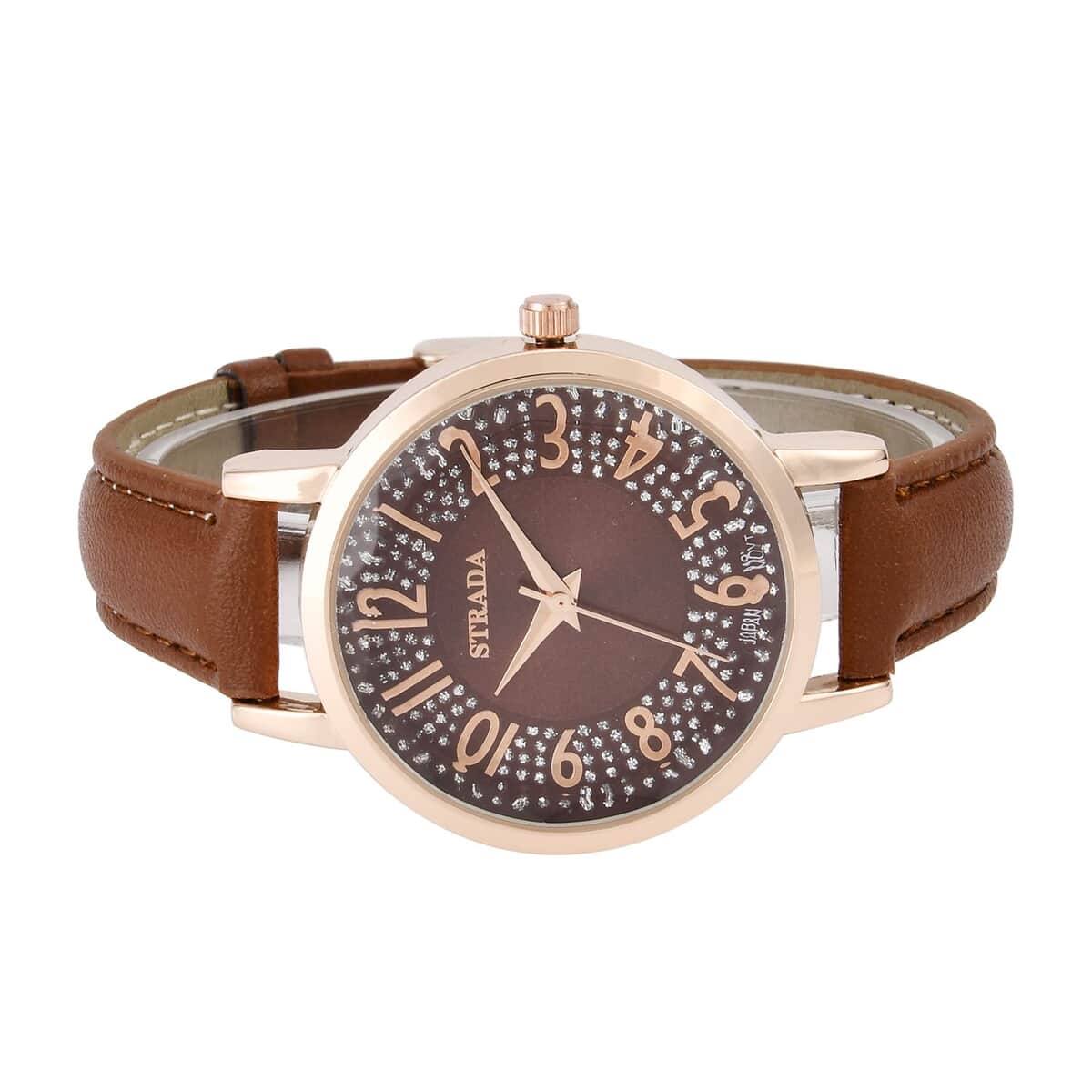 Strada Japanese Movement Watch in Rosetone with Wine Red Faux Leather Strap (35.05mm) (6.25-8 In) image number 4