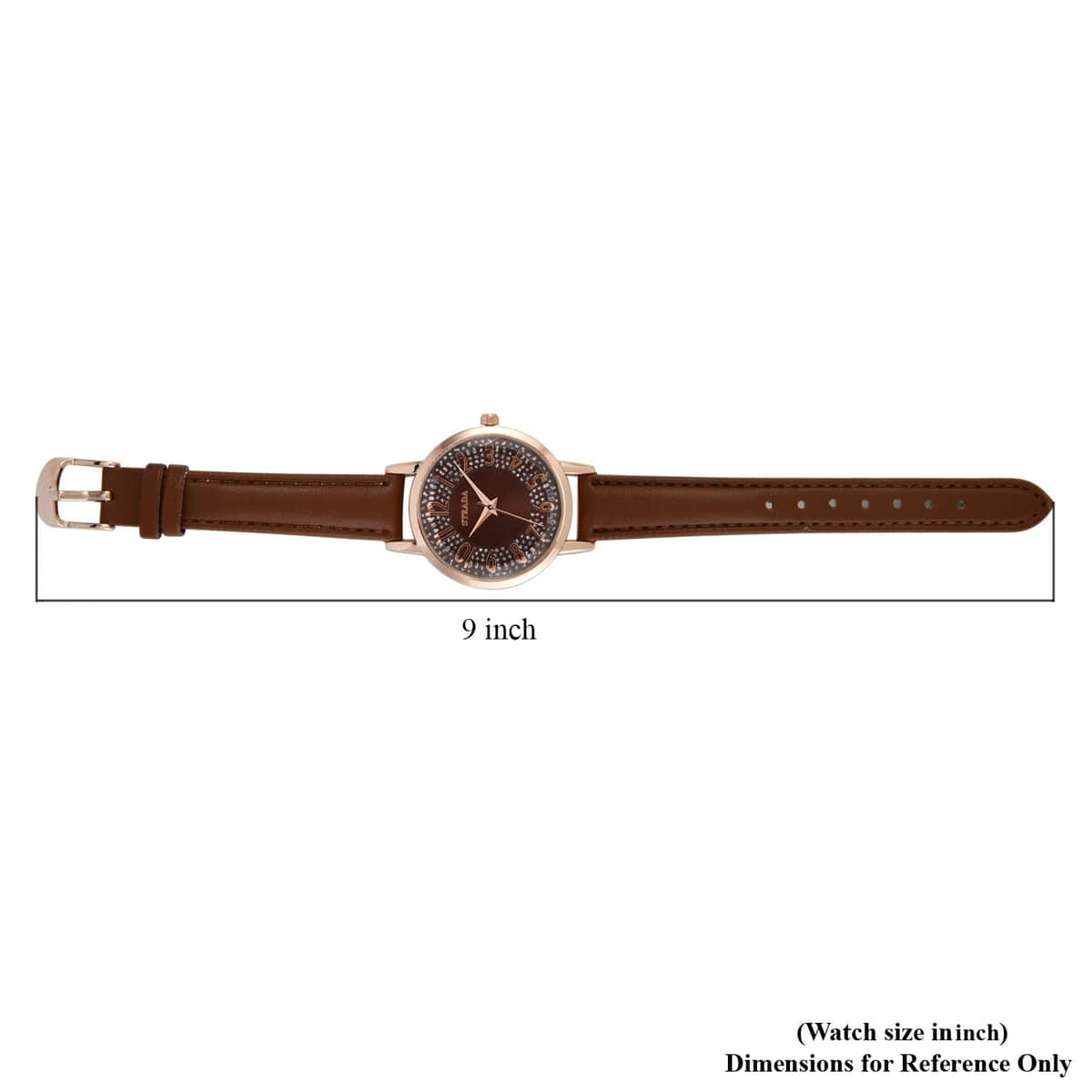 Strada Japanese Movement Watch in Rosetone with Wine Red Faux Leather Strap (35.05mm) (6.25-8 In) image number 6