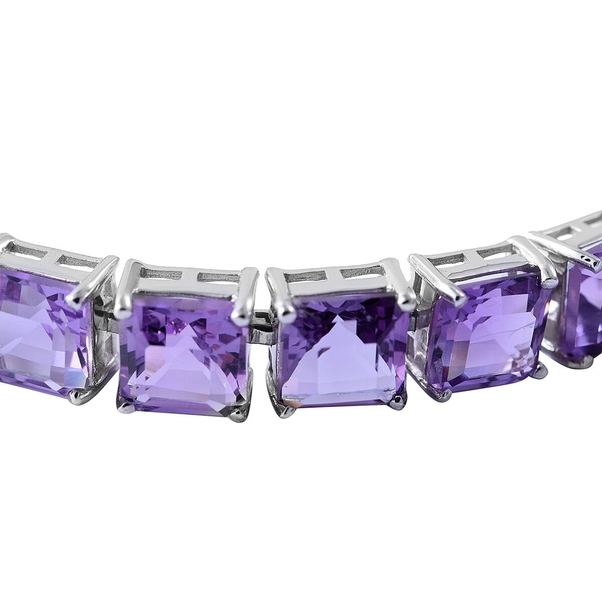 Asscher Cut Lusaka Amethyst Tennis Bracelet in Platinum Over Sterling Silver (6.50 In) 36.75 ctw image number 1