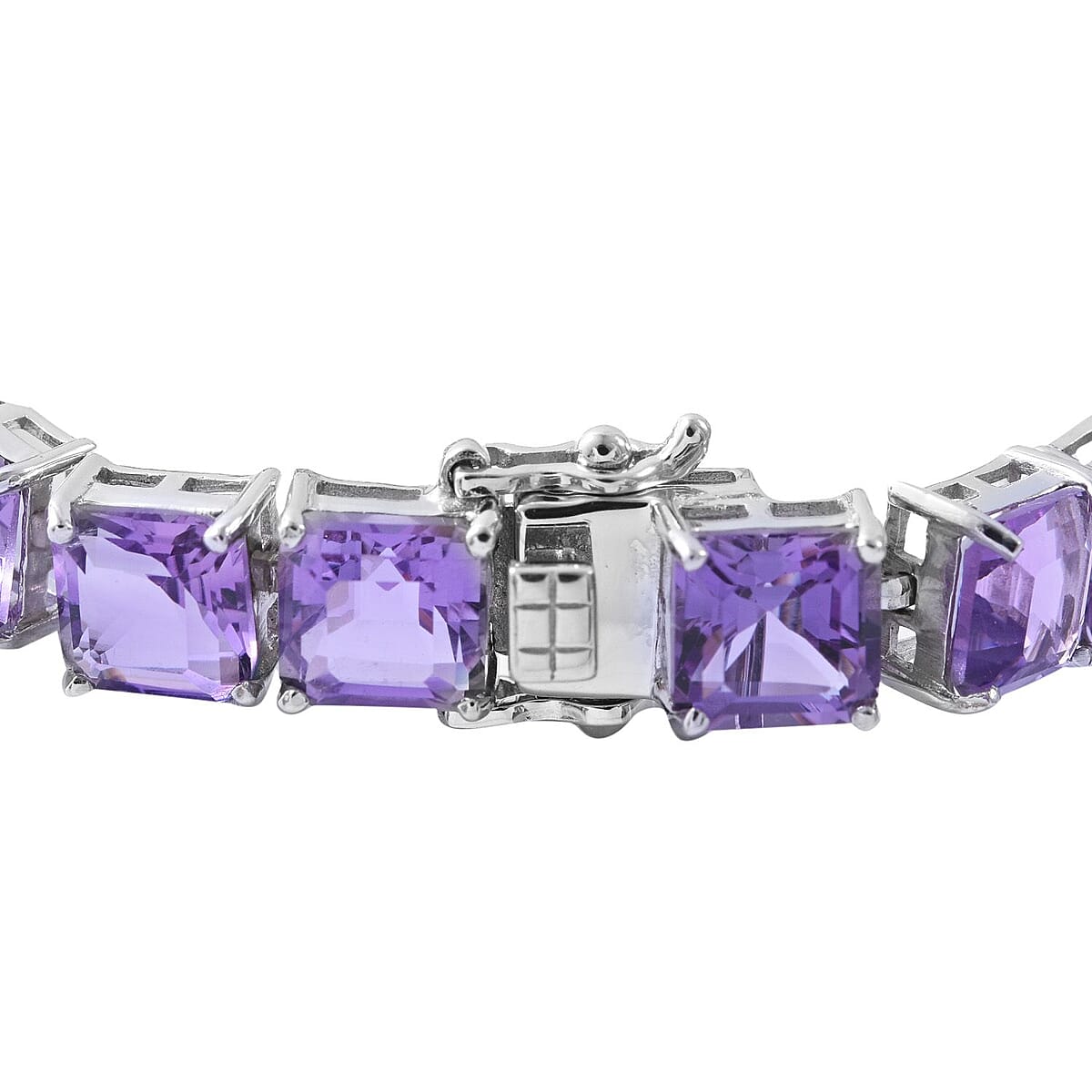 Asscher Cut Lusaka Amethyst Tennis Bracelet in Platinum Over Sterling Silver (6.50 In) 36.75 ctw image number 2