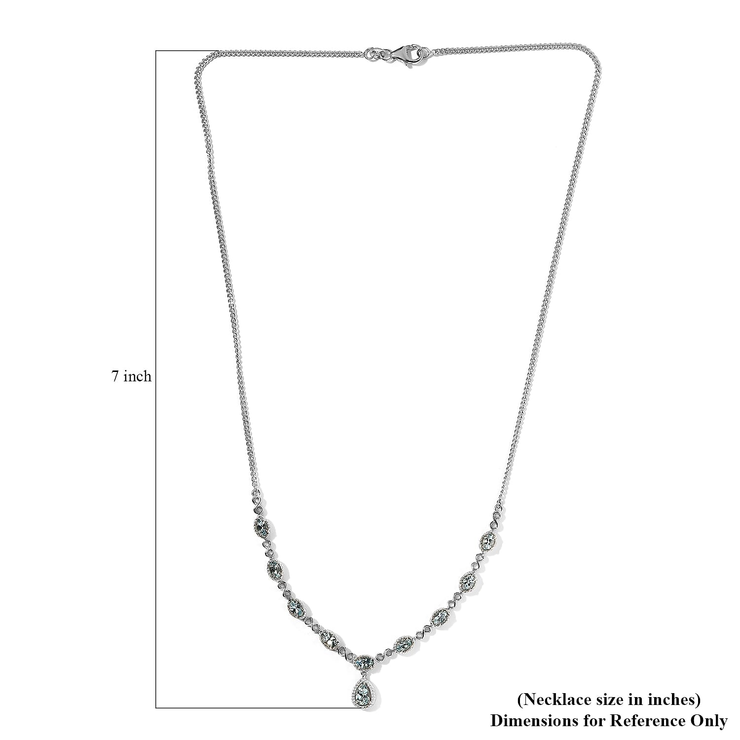 Premium Mangoro Aquamarine Station Necklace 20 Inches in Platinum Over Sterling Silver 2.15 ctw