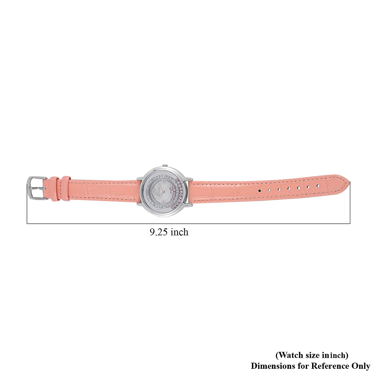 Value Buy Genoa Simulated Pink and White Diamond Miyota Japanese Movement Watch with Pink Genuine Leather Strap (36mm) (6.0-8.0 Inches) 0.30 ctw image number 7