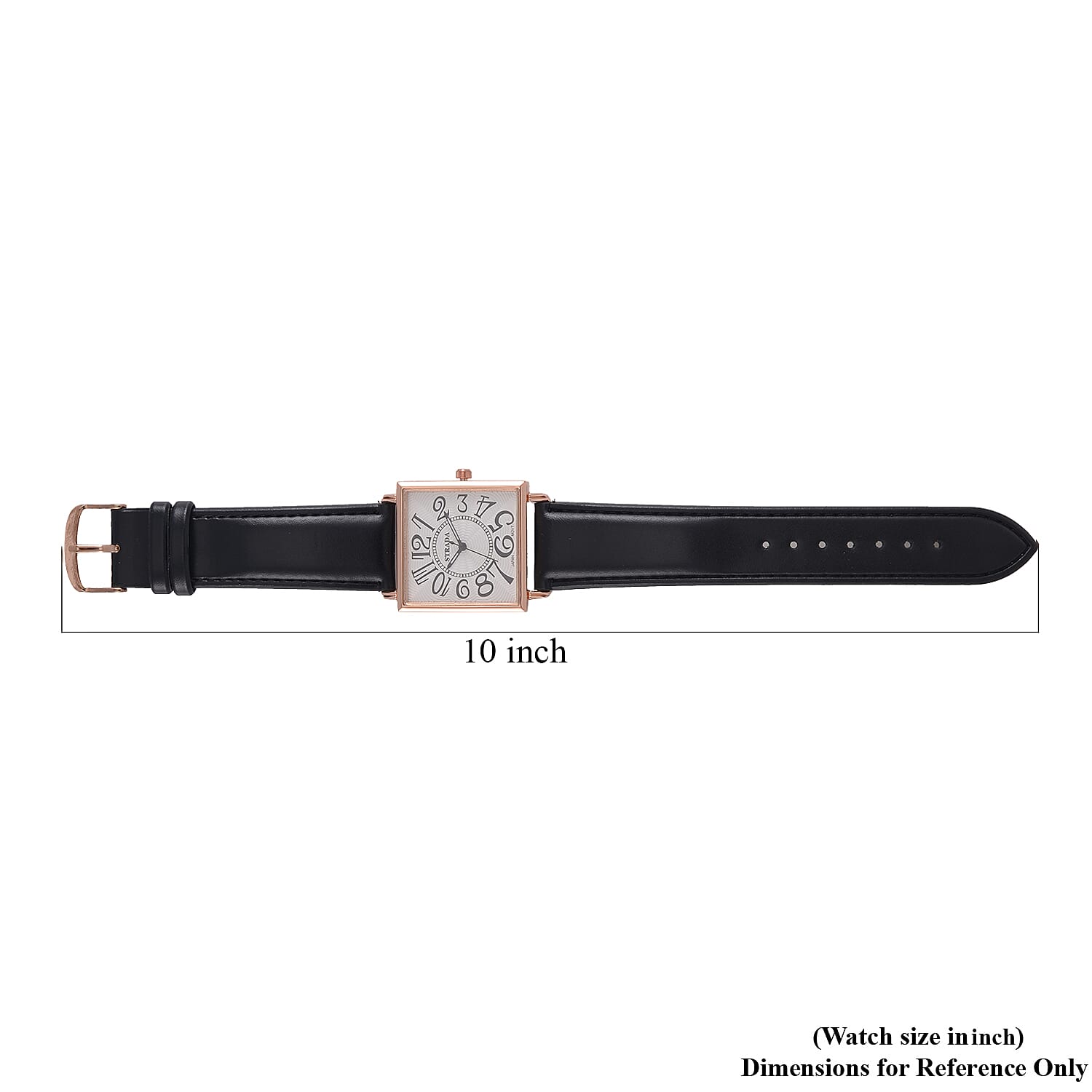 Strada Japanese Movement Watch in Rosetone with Black Faux Leather Strap (33.02mm) (7.00-8.75 Inches)