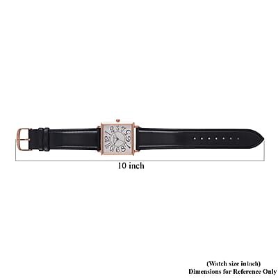 Strada Japanese Movement Watch in Rosetone with Black Faux Leather Strap (33.02mm) (7.00-8.75 Inches)