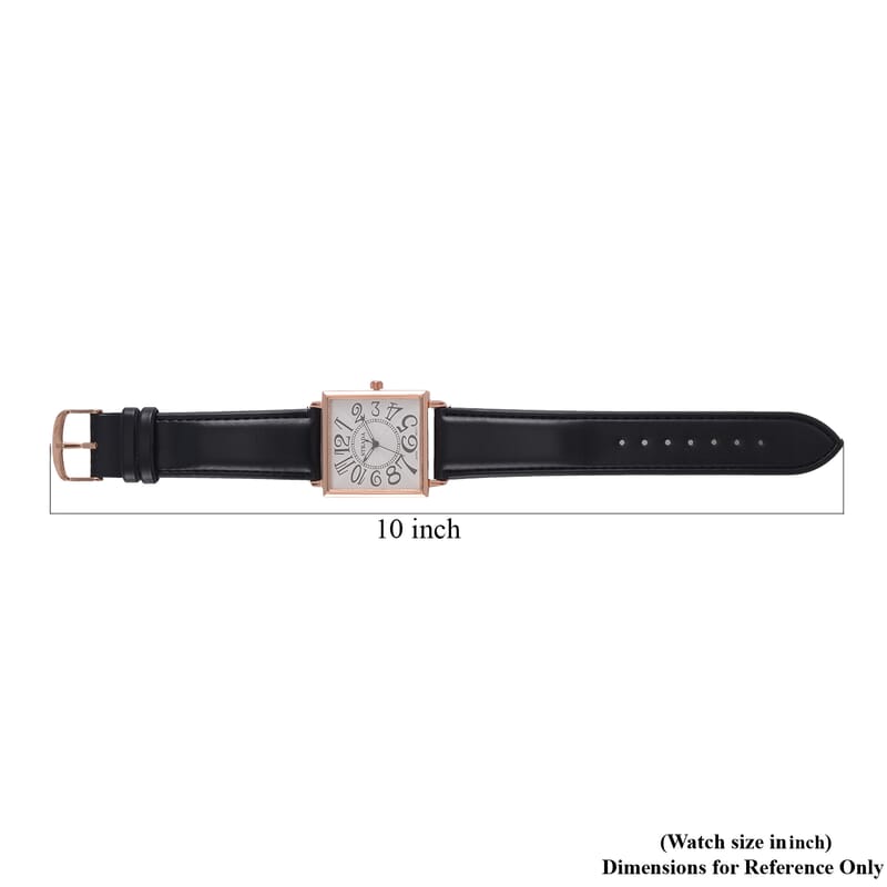 Strada Japanese Movement Watch in Rosetone with Black Faux Leather Strap (33.02mm) (7.00-8.75 Inches)