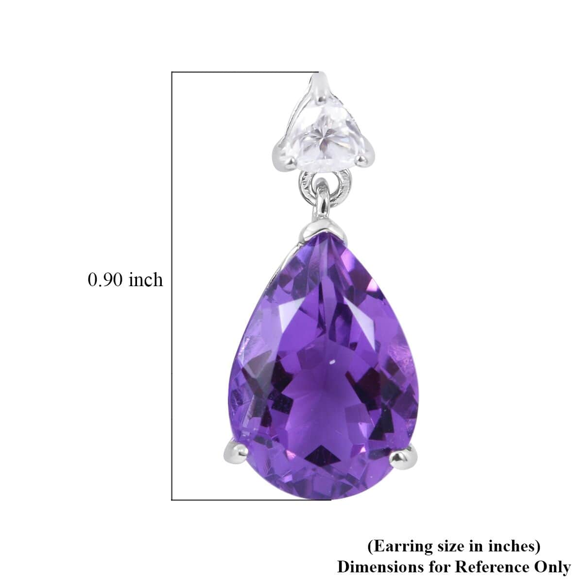 Lusaka Amethyst, Moissanite Dangle Earrings in Platinum Over Sterling Silver 10.60 ctw image number 4