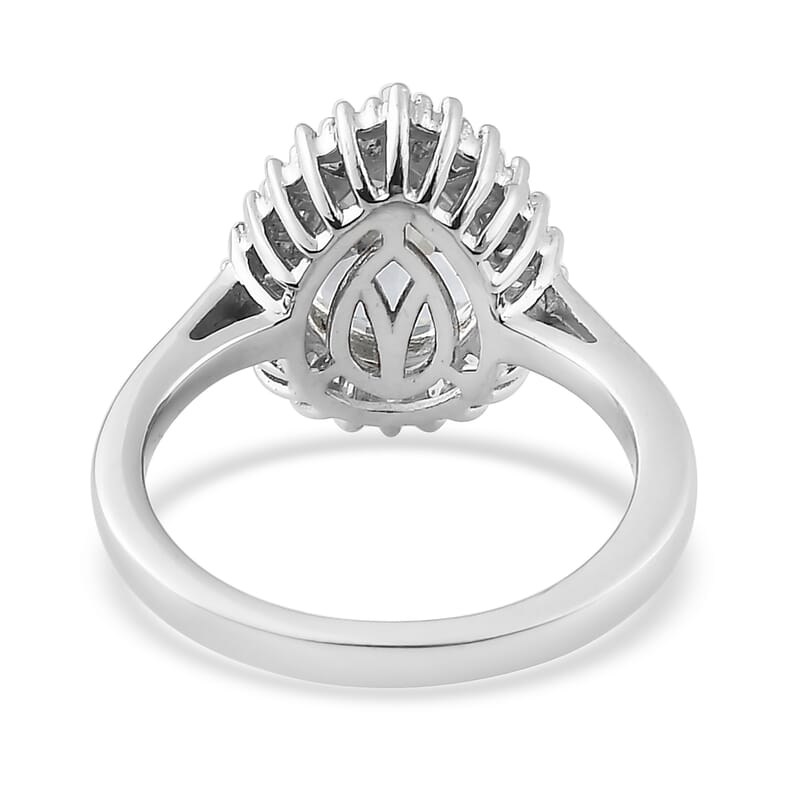 Premium Espirito Santo Aquamarine and Diamond Halo Ring in Platinum Over Sterling Silver (Size 10.0) 2.00 ctw