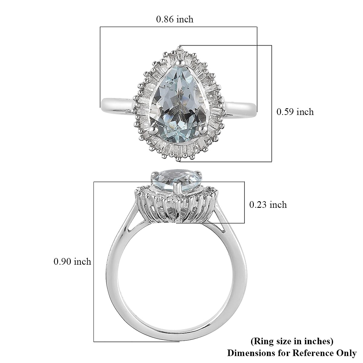 Premium Espirito Santo Aquamarine and Diamond Halo Ring in Platinum Over Sterling Silver (Size 10.0) 2.00 ctw