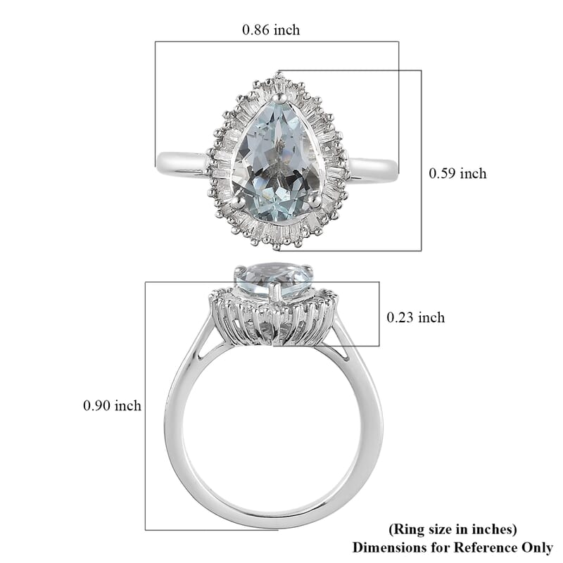 Premium Espirito Santo Aquamarine and Diamond Halo Ring in Platinum Over Sterling Silver (Size 10.0) 2.00 ctw