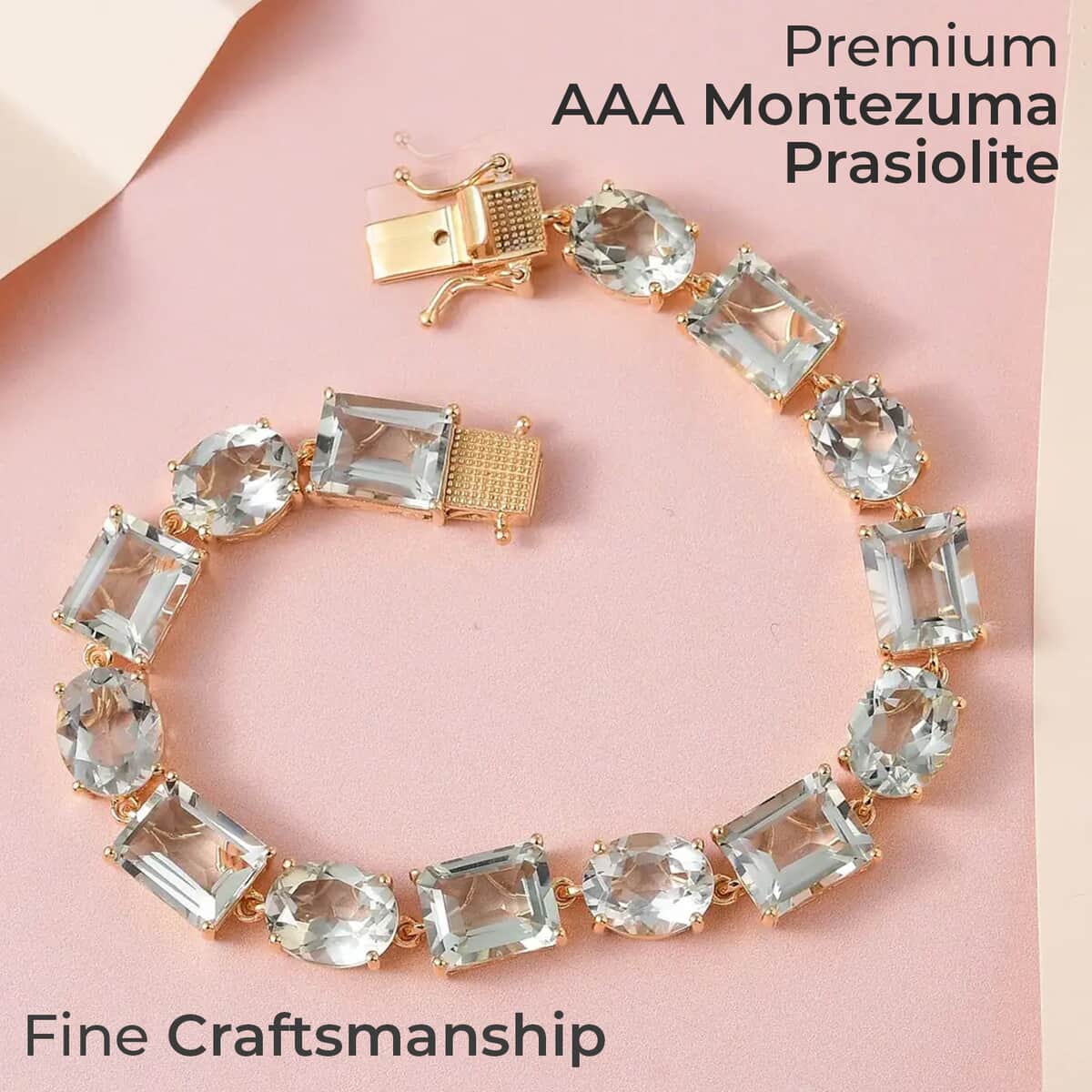 AAA Montezuma Prasiolite Bracelet in Vermeil YG Over Sterling Silver (7.25 In) (12.15 g) 41.00 ctw image number 1