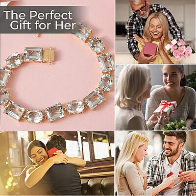 AAA Montezuma Prasiolite Bracelet, Prasiolite Link Bracelet, Vermeil Yellow Gold Over Sterling Silver Bracelet, Birthday Gift For Her  (7.25 In) 41.00 ctw