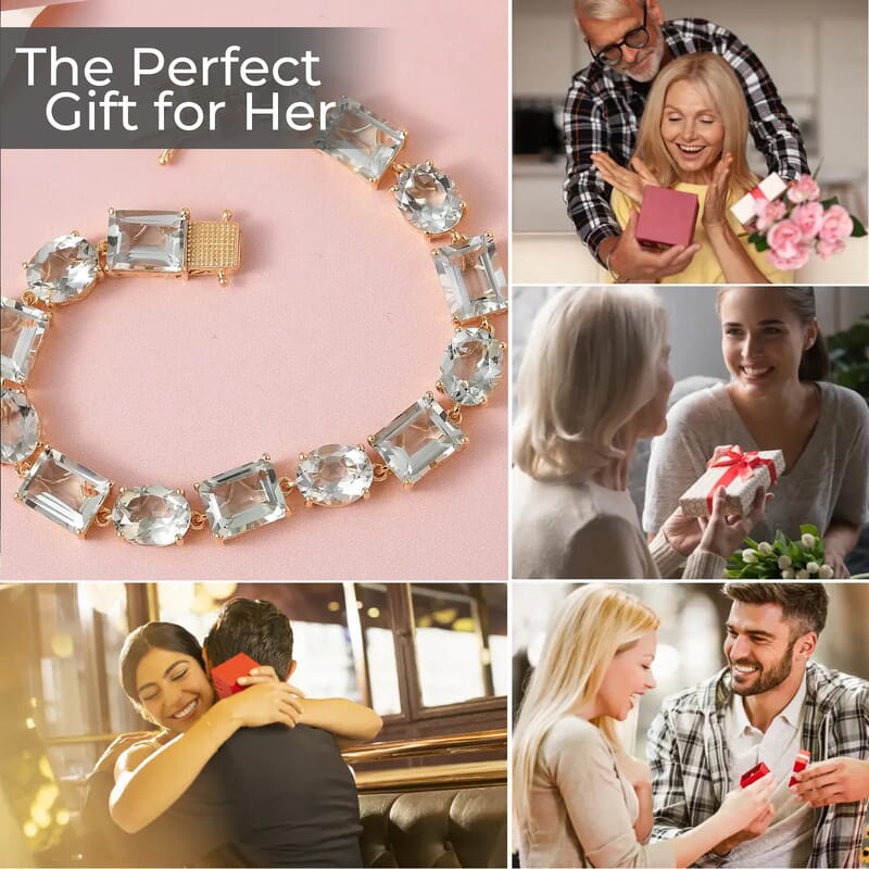 AAA Montezuma Prasiolite Bracelet, Prasiolite Link Bracelet, Vermeil Yellow Gold Over Sterling Silver Bracelet, Birthday Gift For Her  (7.25 In) 41.00 ctw