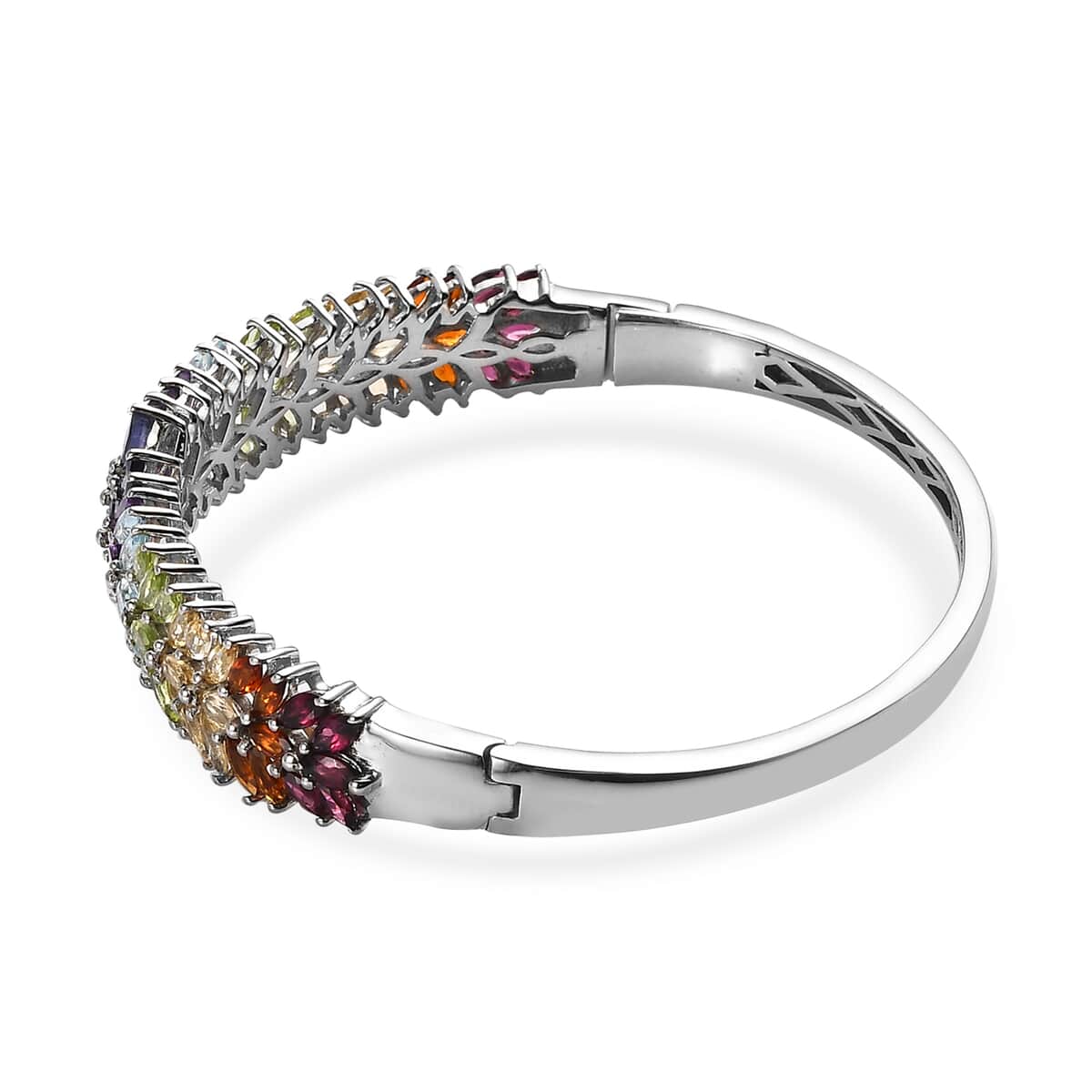 Tanzanite and Multi Gemstone Bangle Bracelet in Platinum Over Sterling Silver (8 In)11.65 ctw image number 3