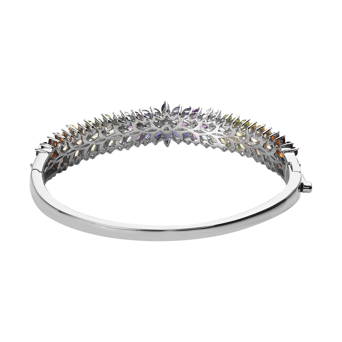 Tanzanite and Multi Gemstone Bangle Bracelet in Platinum Over Sterling Silver (8 In)11.65 ctw image number 4