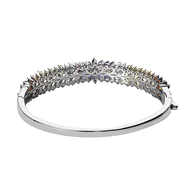 D'Joy Tanzanite and Multi Gemstone Bangle Bracelet in Platinum Over Sterling Silver (8 In)11.65 ctw