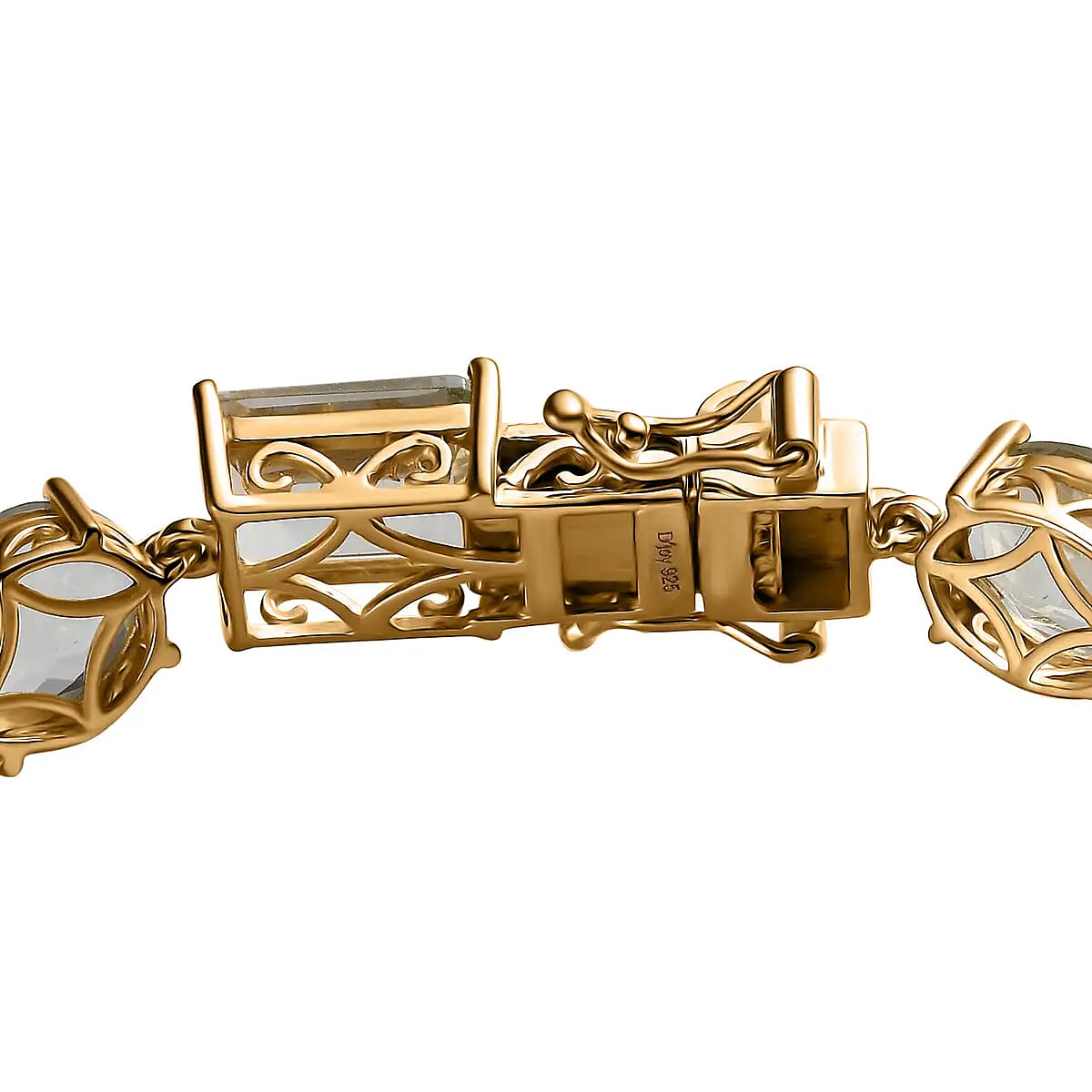 AAA Montezuma Prasiolite Bracelet, Prasiolite Link Bracelet, Vermeil Yellow Gold Over Sterling Silver Bracelet, Birthday Gift For Her  (6.50 In) 33.75 ctw image number 4