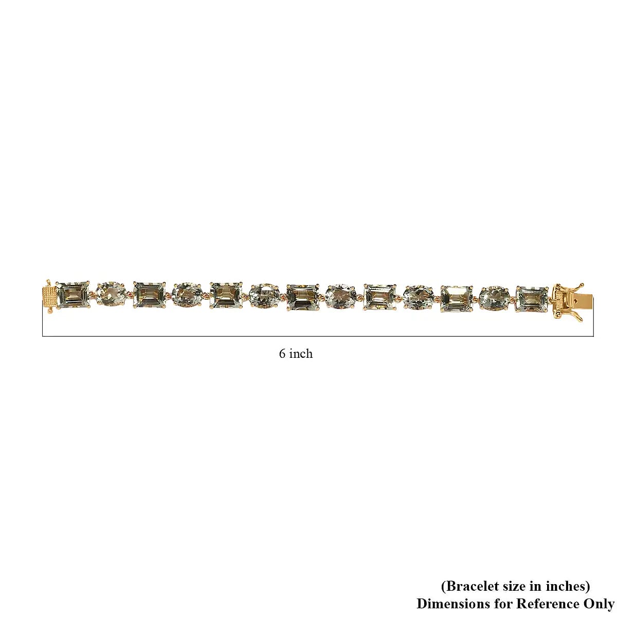 AAA Montezuma Prasiolite Bracelet, Prasiolite Link Bracelet, Vermeil Yellow Gold Over Sterling Silver Bracelet, Birthday Gift For Her  (6.50 In) 33.75 ctw image number 5