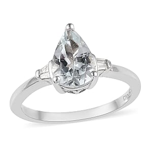 Premium Mangoro Aquamarine and Diamond Accent Ring in Platinum Over Sterling Silver (Size 10.0) 1.00 ctw