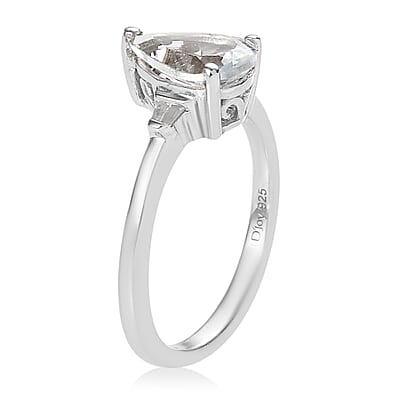 Premium Mangoro Aquamarine and Diamond Accent Ring in Platinum Over Sterling Silver (Size 10.0) 1.00 ctw