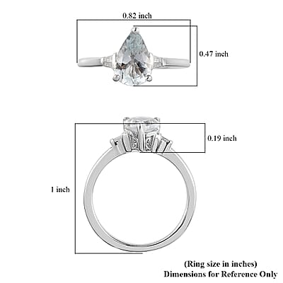 Premium Mangoro Aquamarine and Diamond Accent Ring in Platinum Over Sterling Silver (Size 10.0) 1.00 ctw