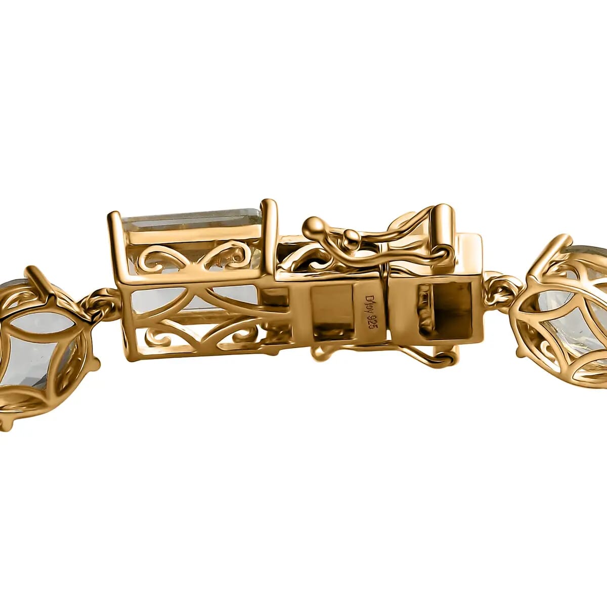 AAA Montezuma Prasiolite Bracelet, Prasiolite Link Bracelet, Vermeil Yellow Gold Over Sterling Silver Bracelet, Birthday Gift For Her  (8.00 In) 41.00 ctw image number 4