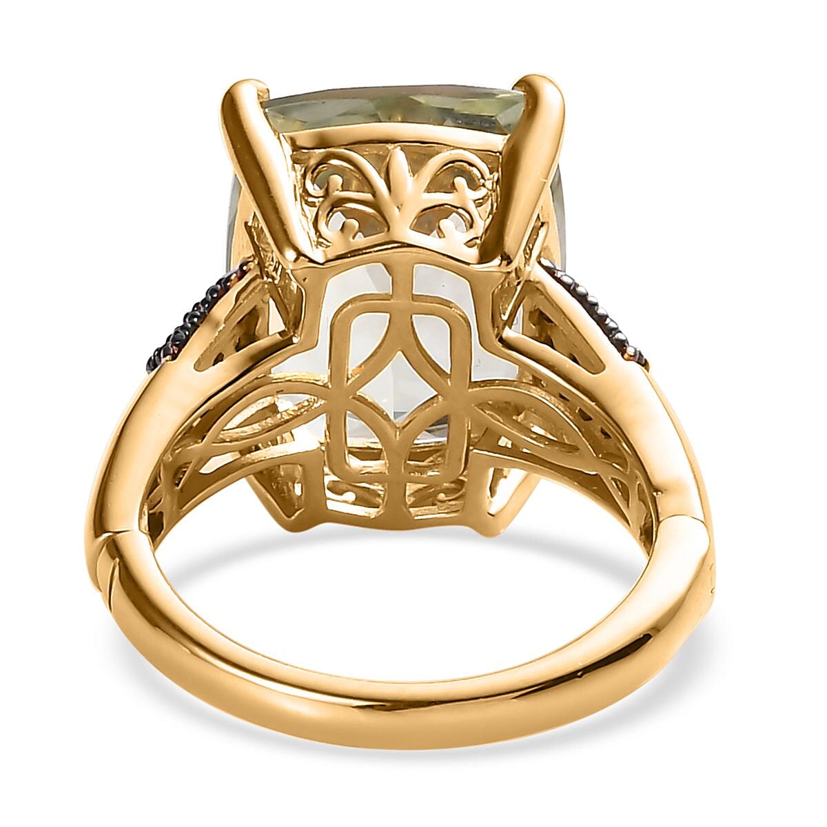 AAA Montezuma Prasiolite and Brown Zircon Openable Band Ring in Vermeil Yellow Gold Over Sterling Silver (Size 10.0) 10.75 ctw