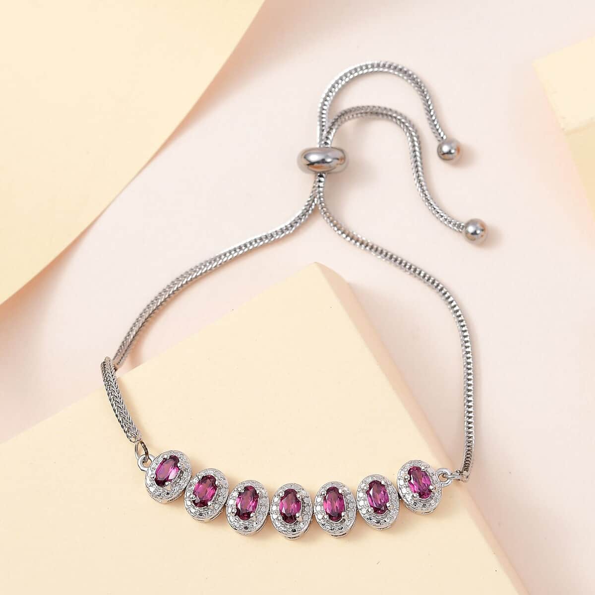 Karis Orissa Rhodolite Garnet Bolo Bracelet in Platinum Bond 2.50 ctw image number 1