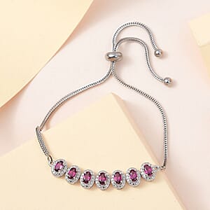 Karis Orissa Rhodolite Garnet Bolo Bracelet in Platinum Bond 2.50 ctw