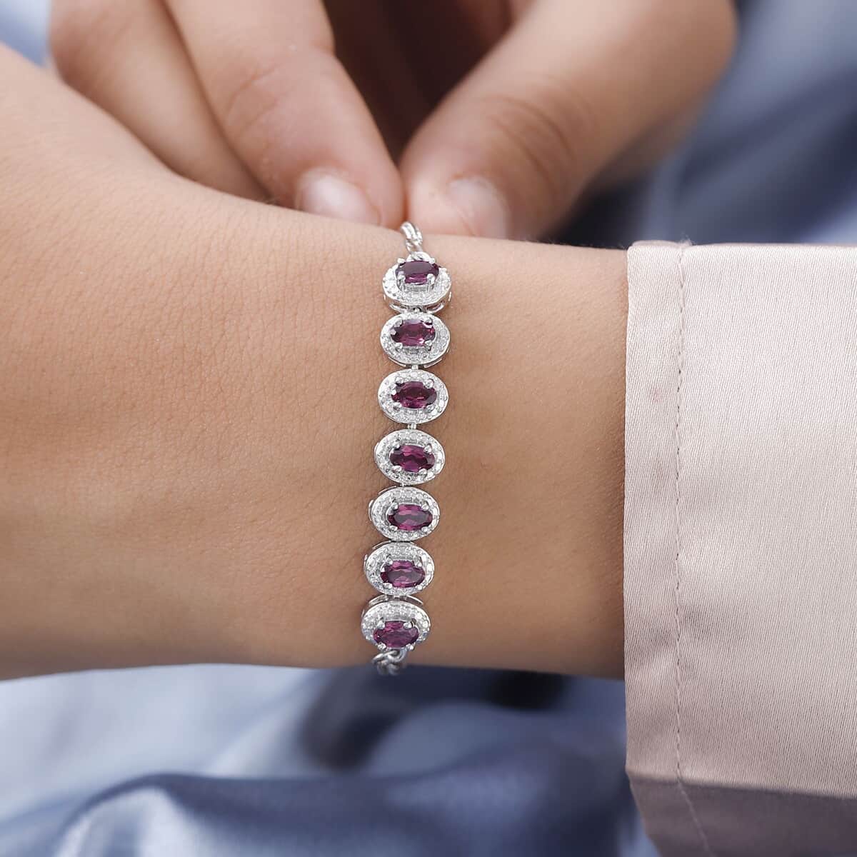 Karis Orissa Rhodolite Garnet Bolo Bracelet in Platinum Bond 2.50 ctw image number 2