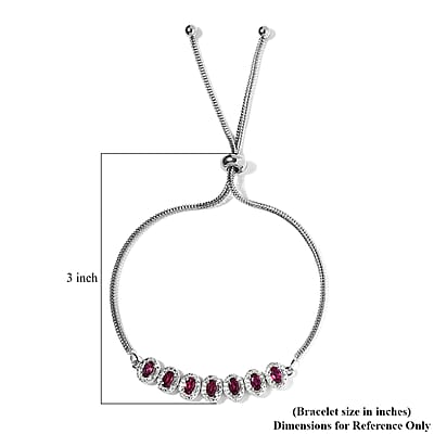 Karis Orissa Rhodolite Garnet Bolo Bracelet in Platinum Bond 2.50 ctw