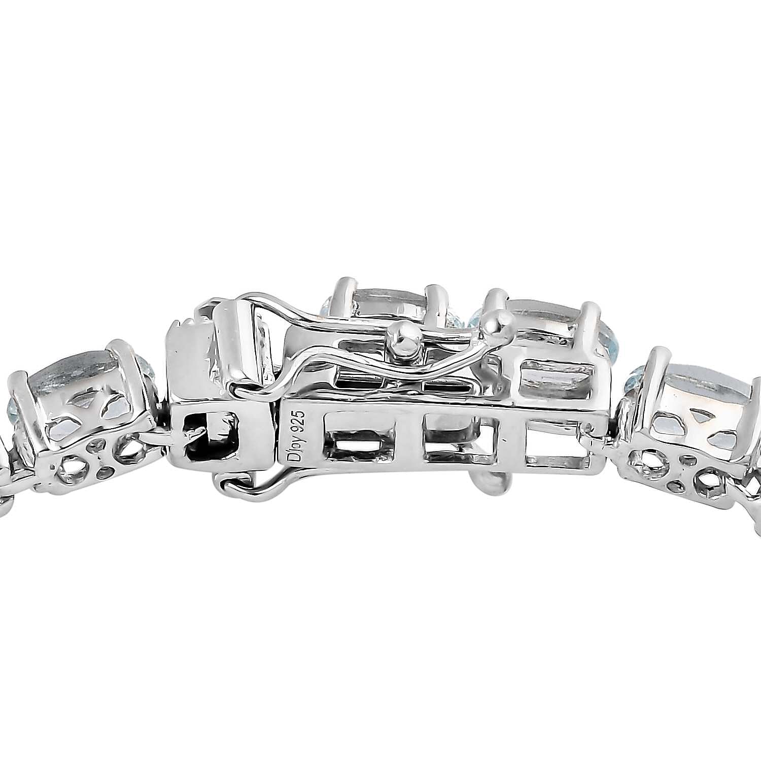 Premium Mangoro Aquamarine Tennis Bracelet in Platinum Over Sterling Silver (6.50 In) 10.75 ctw