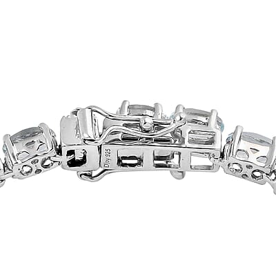 Premium Mangoro Aquamarine Tennis Bracelet in Platinum Over Sterling Silver (6.50 In) 10.75 ctw