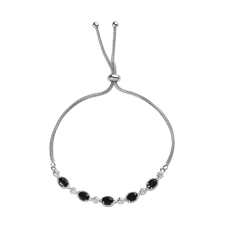 Karis Thai Black Spinel 2.75 ctw Bolo Bracelet in Platinum Bond