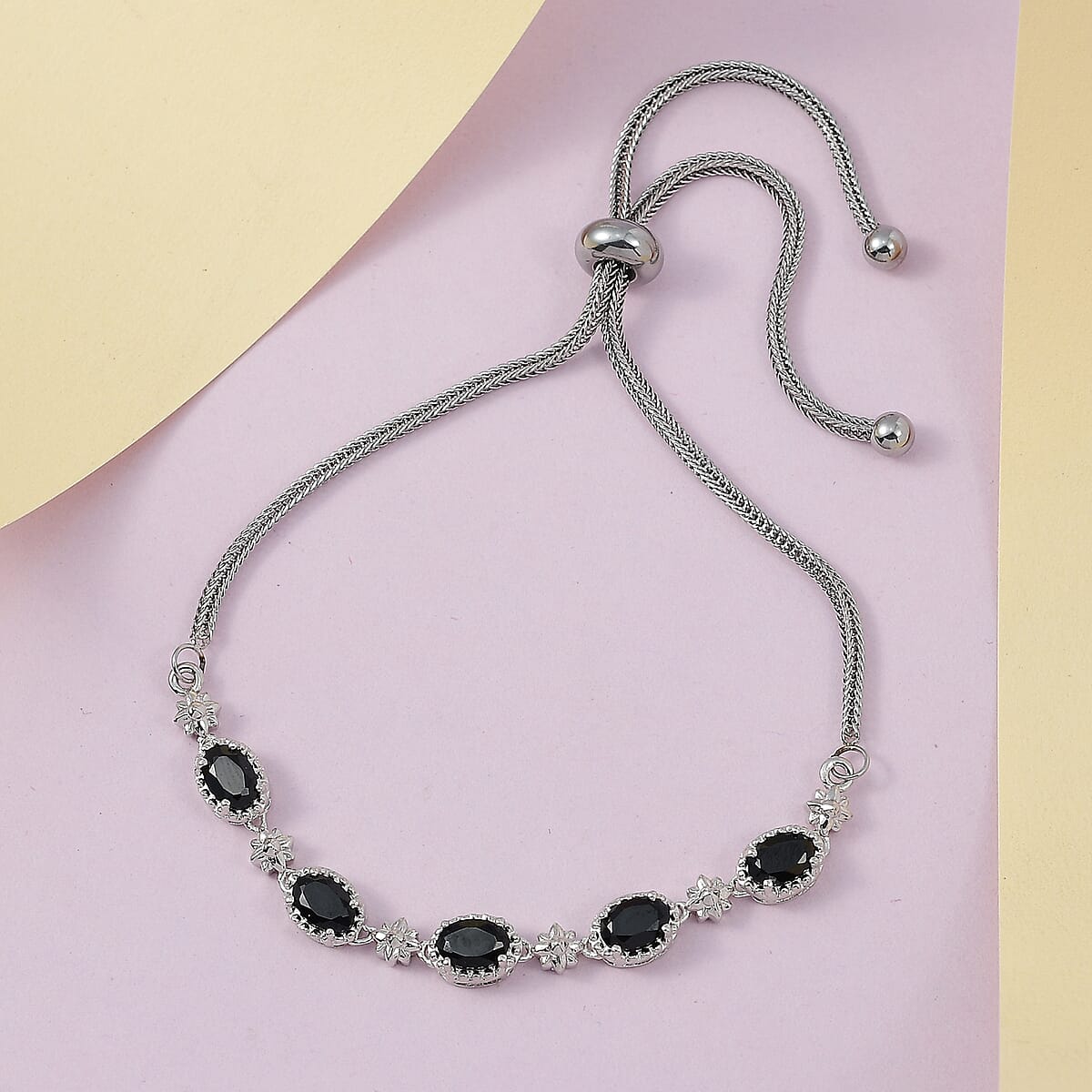 Karis Thai Black Spinel 2.75 ctw Bolo Bracelet in Platinum Bond image number 1